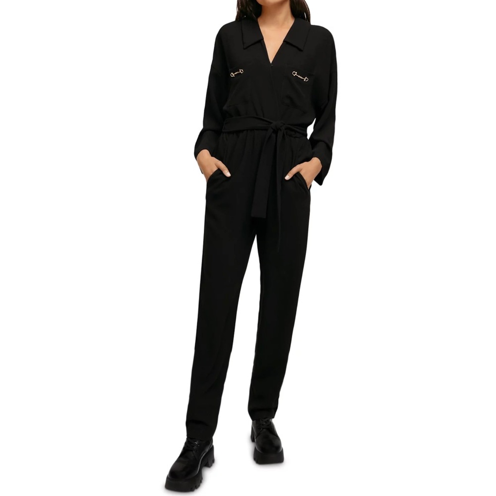Maje Patyna Crepe Tie Waist Jumpsuit Size Large
